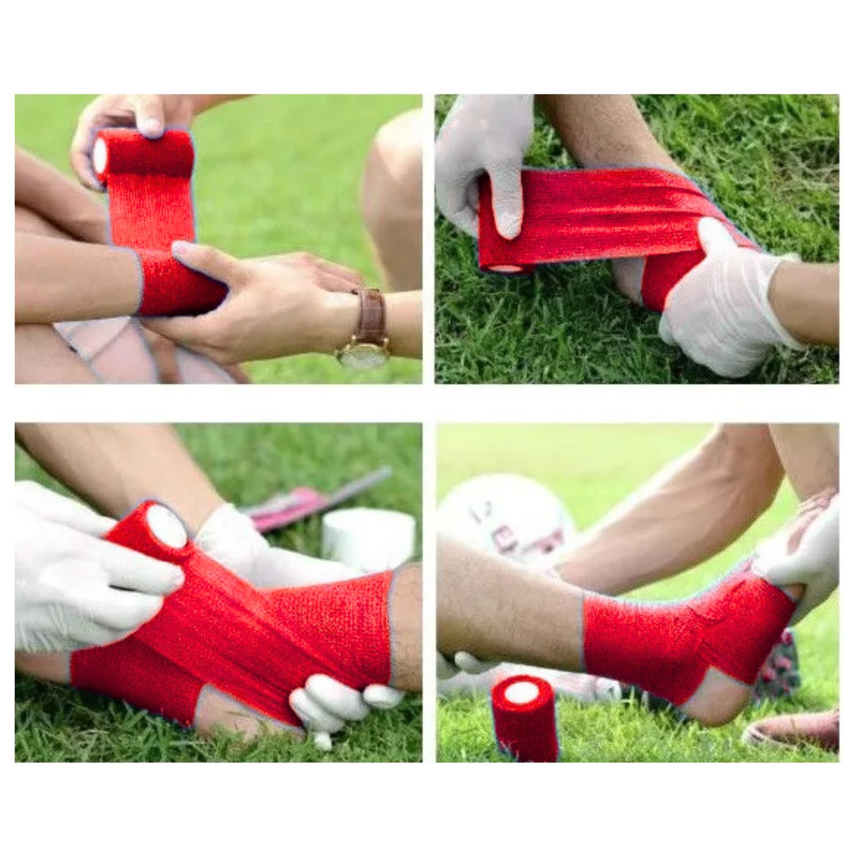 Venda Koban roja de 5cm x 250cm, hipoalergénica y resistente, ideal para primeros auxilios y estabilización de lesiones.-1-4-1