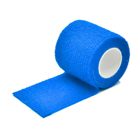 Venda Koban azul de 5cm x 250cm, elástica y resistente al agua, ideal para curaciones y vendajes en lesiones. Perfecta para uso médico y deportivo.-1-1-1