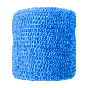 Venda Koban azul de 5cm x 250cm, elástica y resistente al agua, ideal para curaciones y vendajes en lesiones. Perfecta para uso médico y deportivo.-1-3-1
