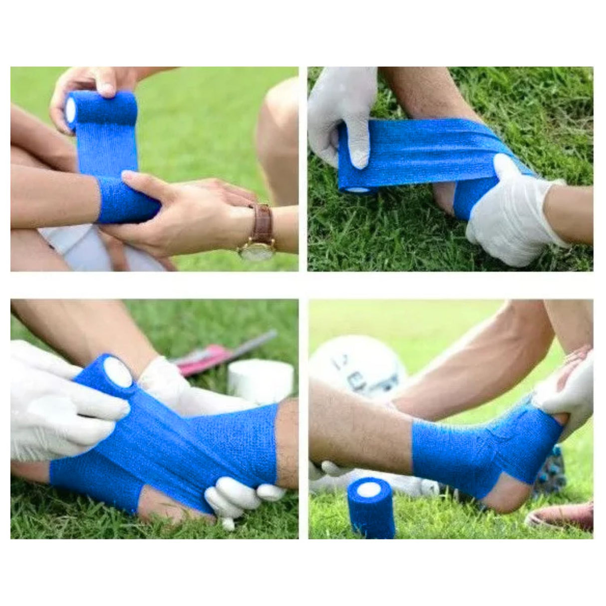 Venda Koban azul de 5cm x 250cm, elástica y resistente al agua, ideal para curaciones y vendajes en lesiones. Perfecta para uso médico y deportivo.-1-4-1