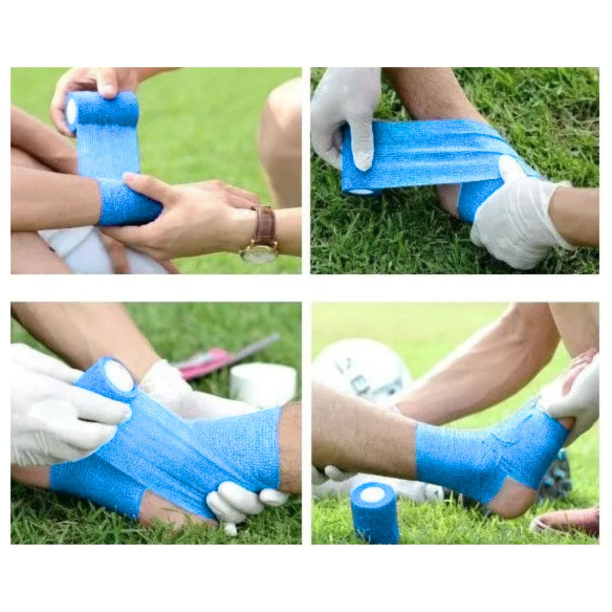 Venda Koban celeste de 5cm x 250cm, elástica y resistente al agua, ideal para soporte y compresión en lesiones menores.-4
