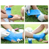 Venda Koban celeste de 5cm x 250cm, elástica y resistente al agua, ideal para soporte y compresión en lesiones menores.-4