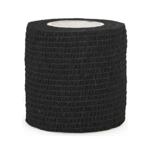 Venda Koban negra de 7cm x 250cm, elástica y resistente al agua, ideal para primeros auxilios y compresión de lesiones deportivas.-1-2-1