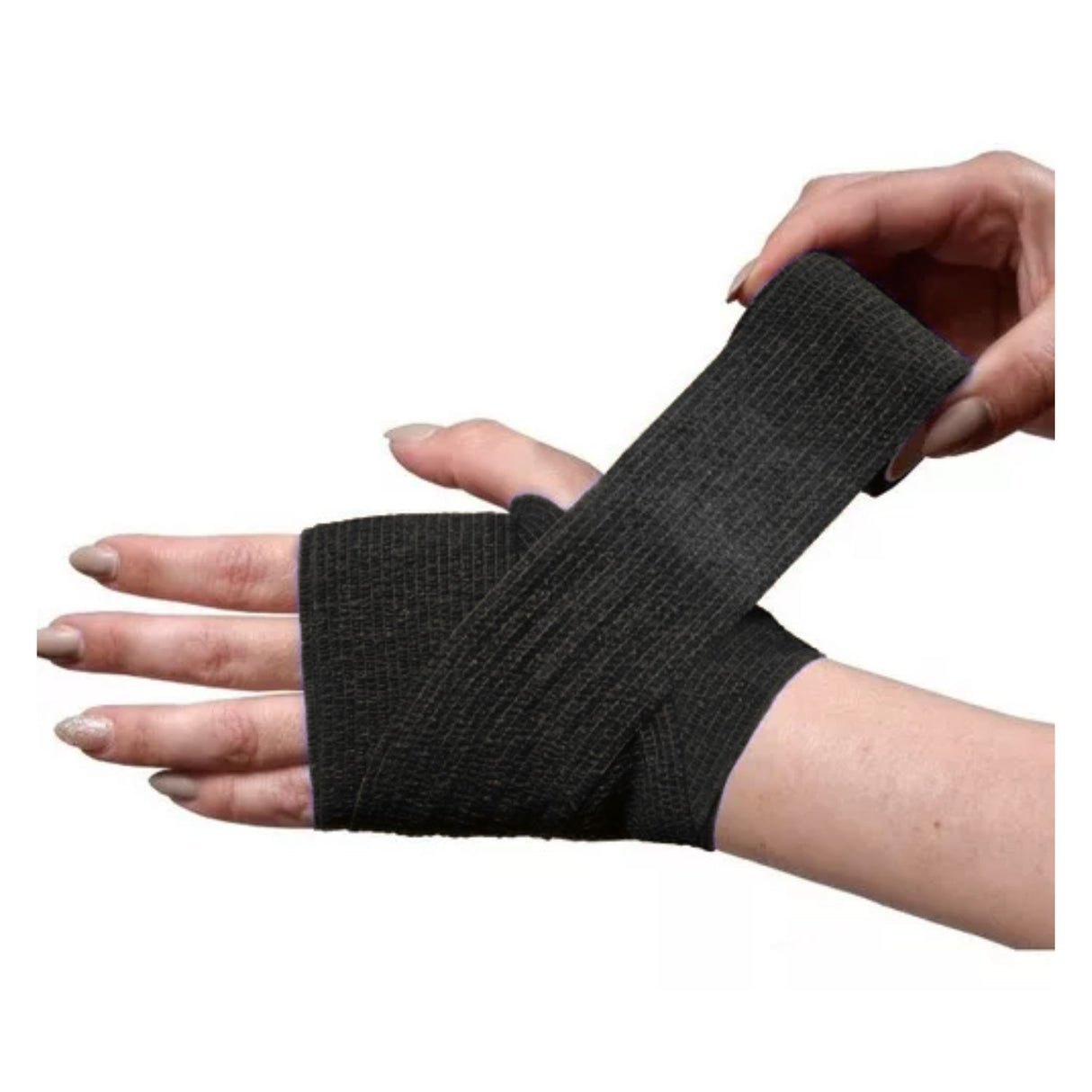 Venda Koban negra de 7cm x 250cm, elástica y resistente al agua, ideal para primeros auxilios y compresión de lesiones deportivas.-1-4-1