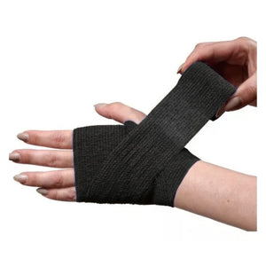 Venda Koban negra de 7cm x 250cm, elástica y resistente al agua, ideal para primeros auxilios y compresión de lesiones deportivas.-1-4-1