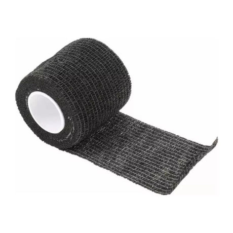 Venda Koban Negra de 5 cm x 5 m, hipoalergénica, resistente al agua, ideal para esguinces y soporte muscular en deportes.-1-1-1
