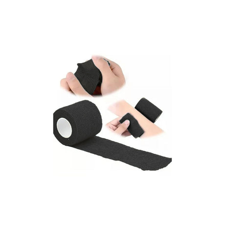 Venda Koban Negra de 5 cm x 5 m, hipoalergénica, resistente al agua, ideal para esguinces y soporte muscular en deportes.-1-2-1