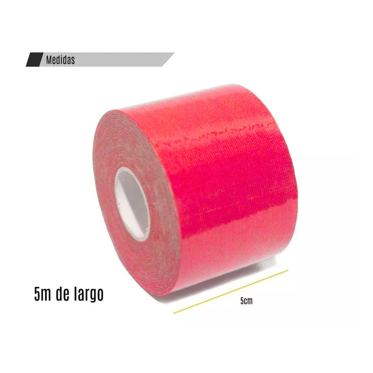 Bandas kinesiológicas rojas de 5cm x 5m, elásticas y resistentes, ideales para rehabilitación y alivio del dolor muscular.-1-4-1
