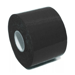 Bandas kinesiológicas negras de 5cm x 5m, elásticas y resistentes, ideales para soporte muscular y rehabilitación.-1-3-1