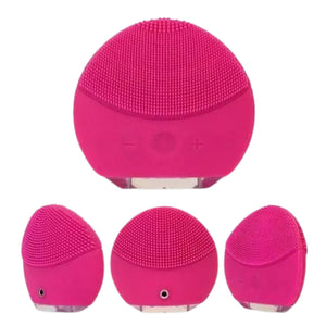 Exfoliador eléctrico facial rosa de 8 cm, resistente al agua, con diferentes intensidades para limpieza profunda y rejuvenecimiento de la piel.-1-2-1