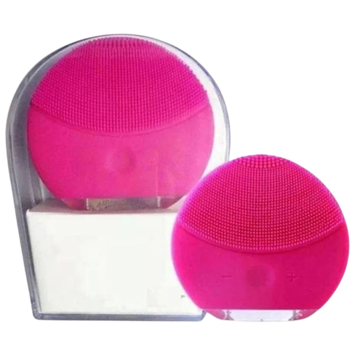 Exfoliador eléctrico facial rosa de 8 cm, resistente al agua, con diferentes intensidades para limpieza profunda y rejuvenecimiento de la piel.-1-3-1