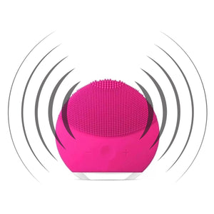 Exfoliador eléctrico facial rosa de 8 cm, resistente al agua, con diferentes intensidades para limpieza profunda y rejuvenecimiento de la piel.-1-4-1