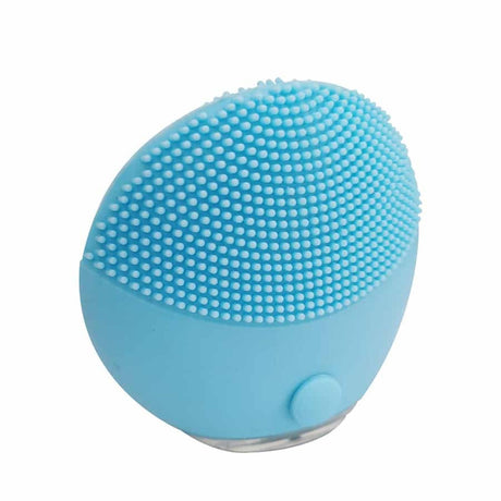 Exfoliador eléctrico facial celeste de 8 cm, hipoalergénico y resistente al agua, ideal para limpieza profunda y suave de la piel.-1-1-1