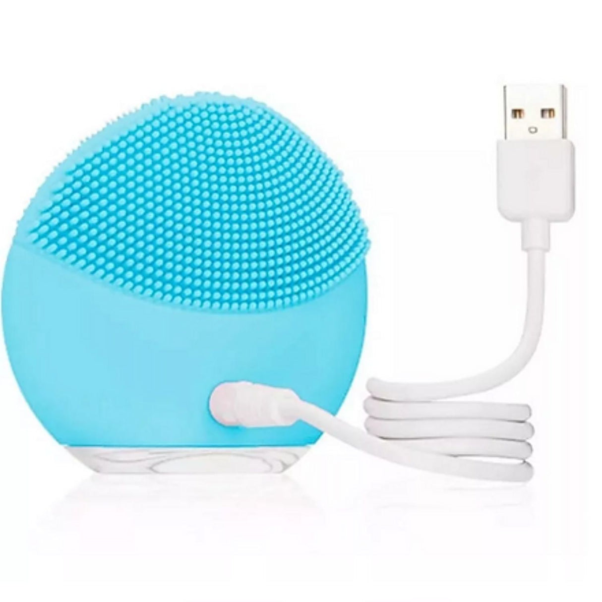 Exfoliador eléctrico facial celeste de 8 cm, hipoalergénico y resistente al agua, ideal para limpieza profunda y suave de la piel.-1-3-1