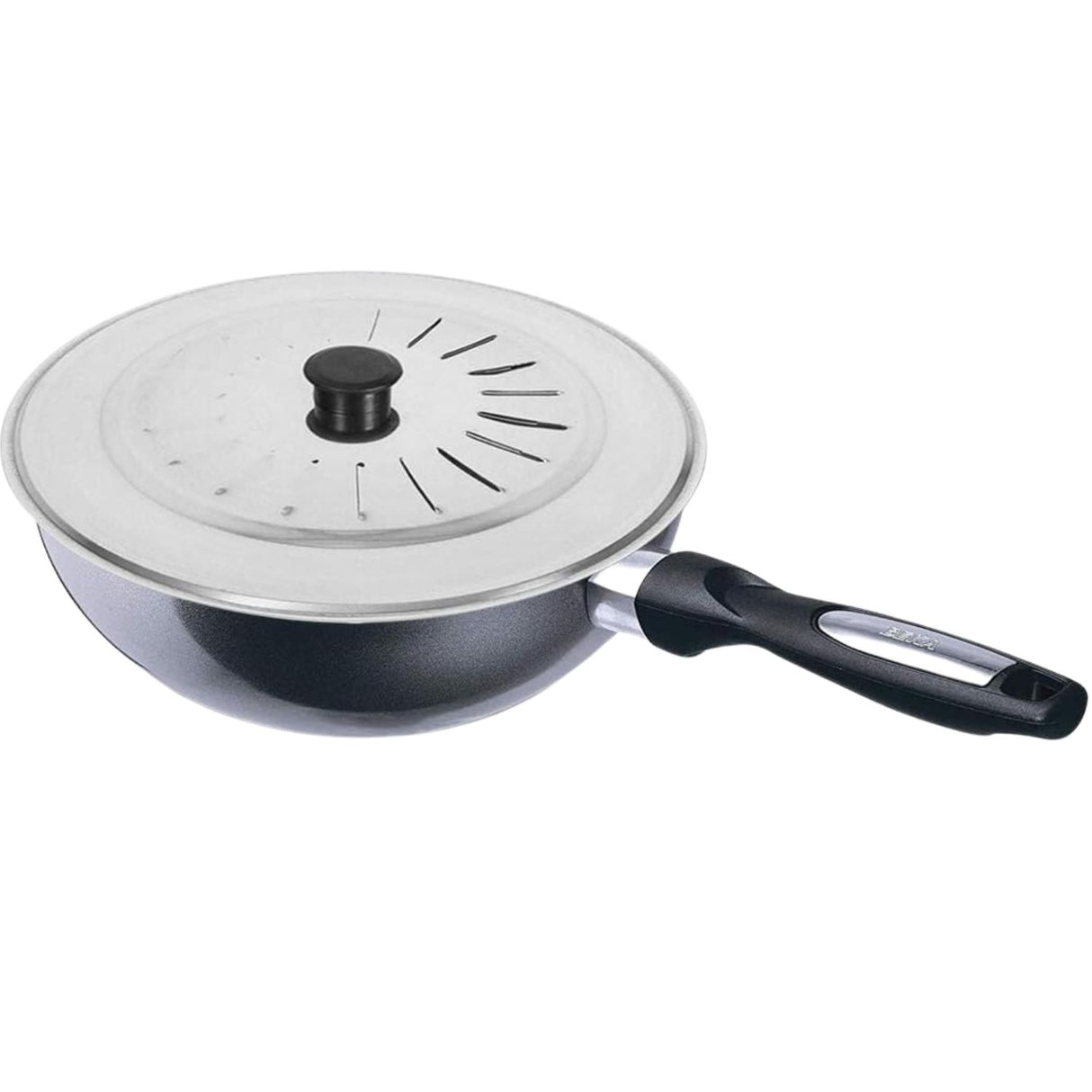 Tapa de olla de acero inoxidable de 32 cm, resistente y duradera, ideal para cocción y conservación de alimentos.-2