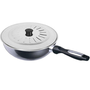 Tapa de olla de acero inoxidable de 32 cm, resistente y duradera, ideal para cocción y conservación de alimentos.-2