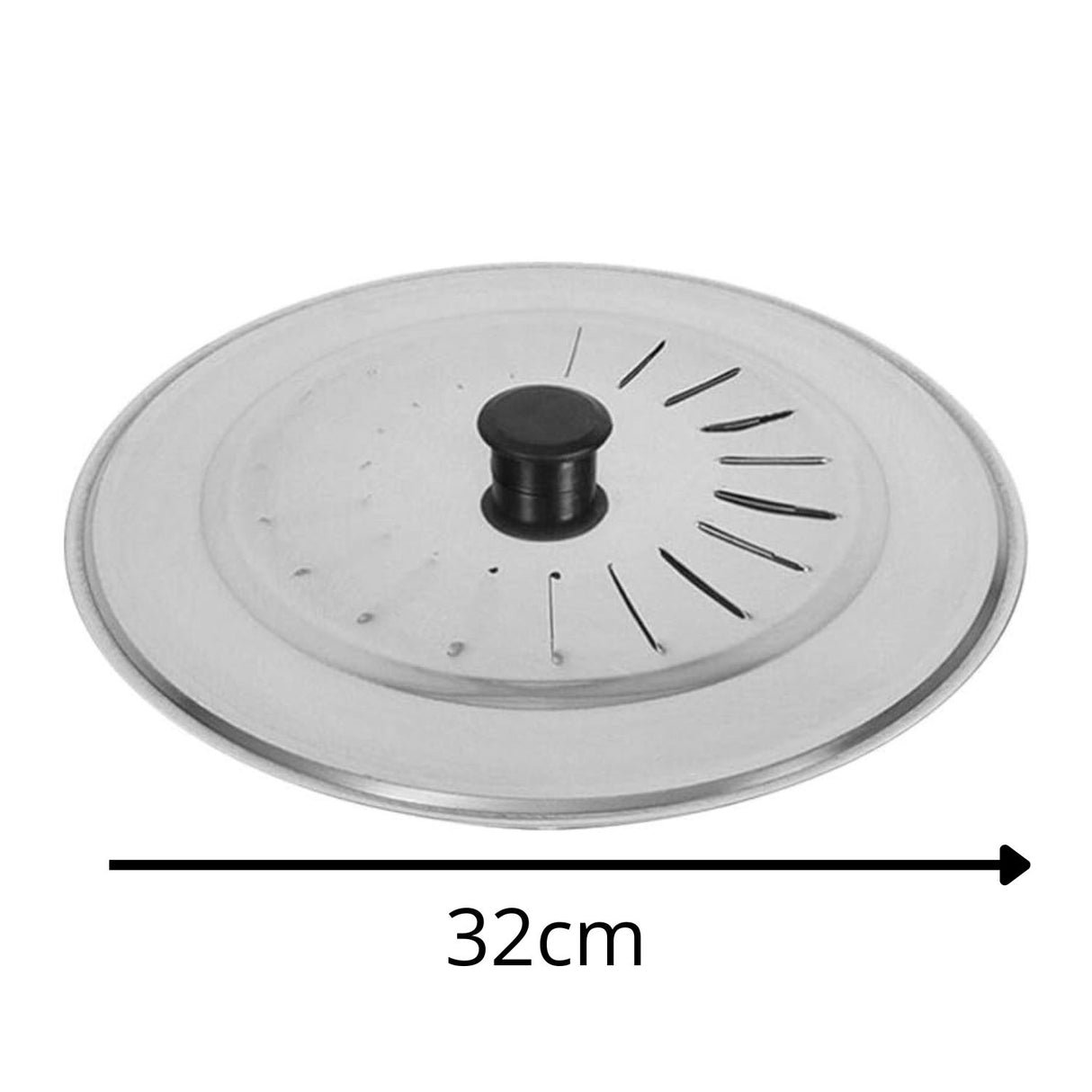 Tapa de olla de acero inoxidable de 32 cm, resistente y duradera, ideal para cocción y conservación de alimentos.-4