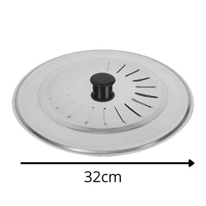 Tapa de olla de acero inoxidable de 32 cm, resistente y duradera, ideal para cocción y conservación de alimentos.-4
