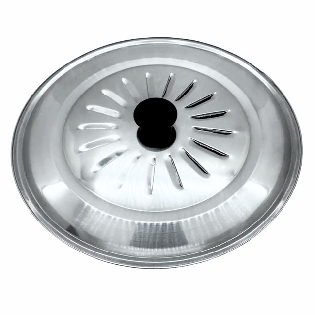 Tapa de olla de 22 cm en acero inoxidable, diseño moderno y brillante, ideal para cocinar sopas y guisos sin derrames.-1-1-1