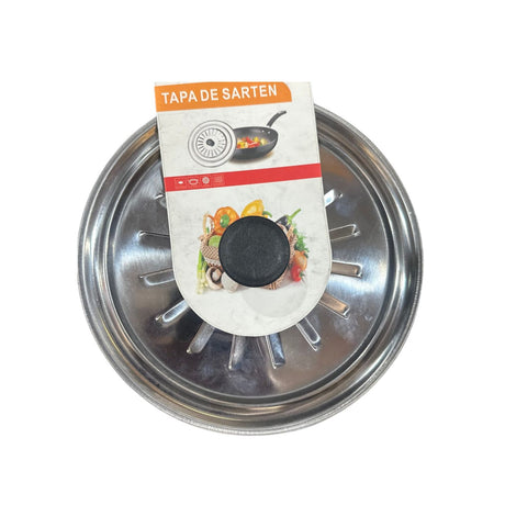 Tapa de olla de 18 cm en acero inoxidable, resistente a altas temperaturas, ideal para mantener el calor y la humedad en tus platos.-1-2-1