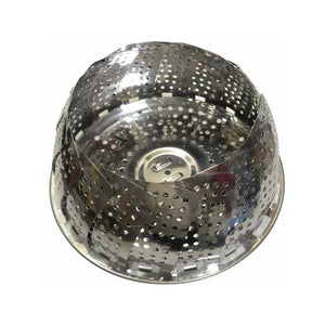 Tapa colador plegable de silicona de 18 cm, resistente al calor, ideal para escurrir pastas y verduras. Diseño compacto y colorido.-1-2-1
