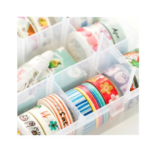 Organizador de plástico transparente de 28 cm, ideal para almacenar utensilios y juguetes. Diseño apilable y fácil de limpiar.-2