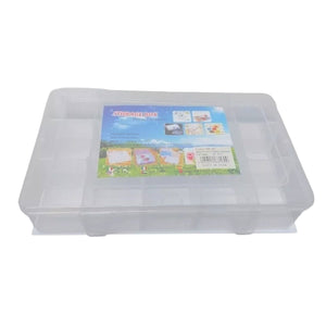 Organizador de plástico transparente de 28 cm, ideal para almacenar utensilios y juguetes. Diseño apilable y fácil de limpiar.-3