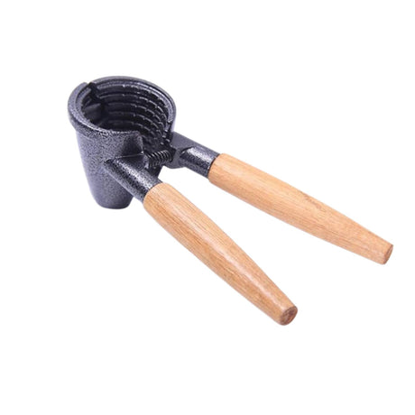 Cascanueces de madera de mango negro de 17 cm, ergonómico y antideslizante, ideal para abrir nueces con estilo y facilidad.-1