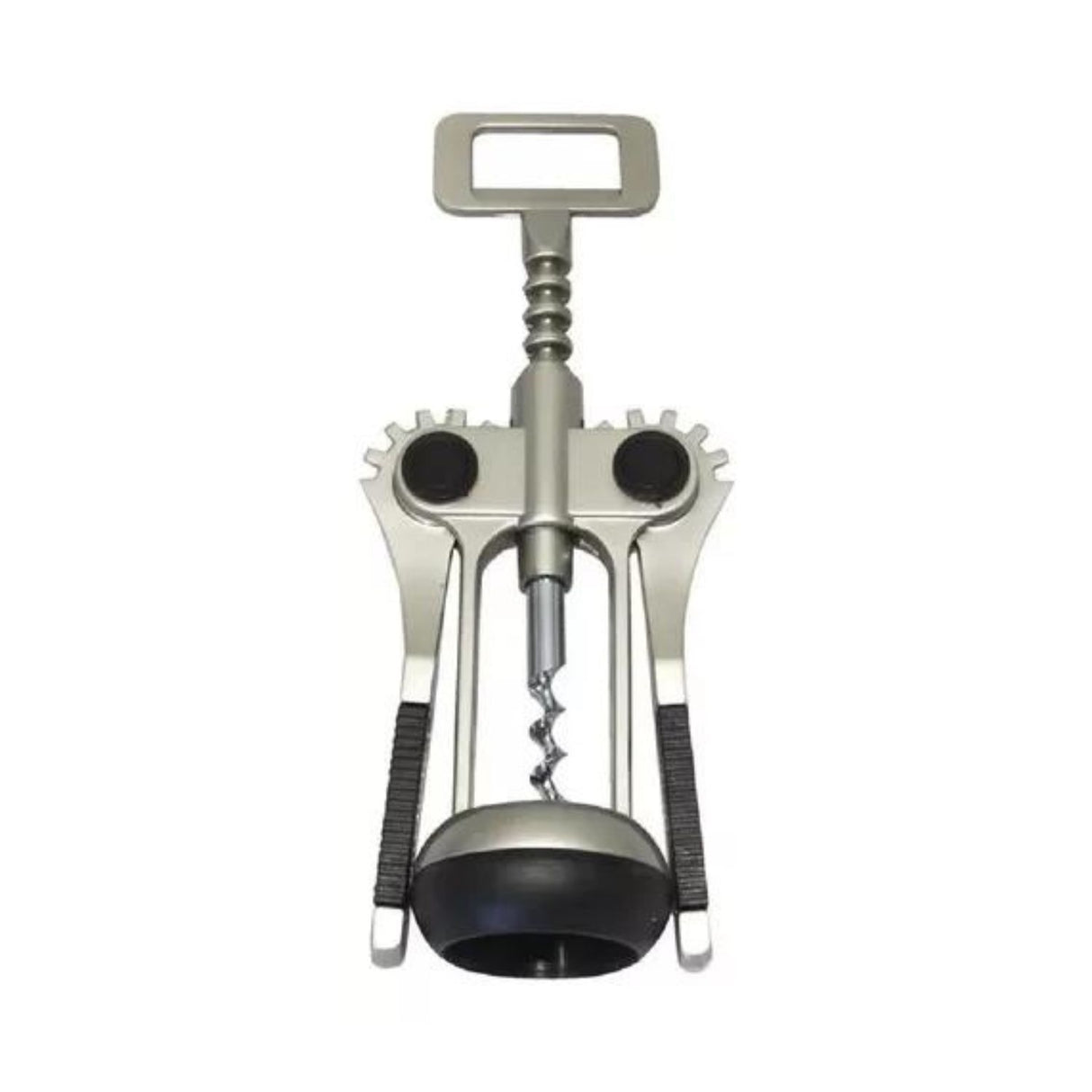 Sacacorcho de goma negro de 19 cm, ergonómico y resistente, ideal para abrir botellas de vino sin esfuerzo en cualquier ocasión.-1-1-1
