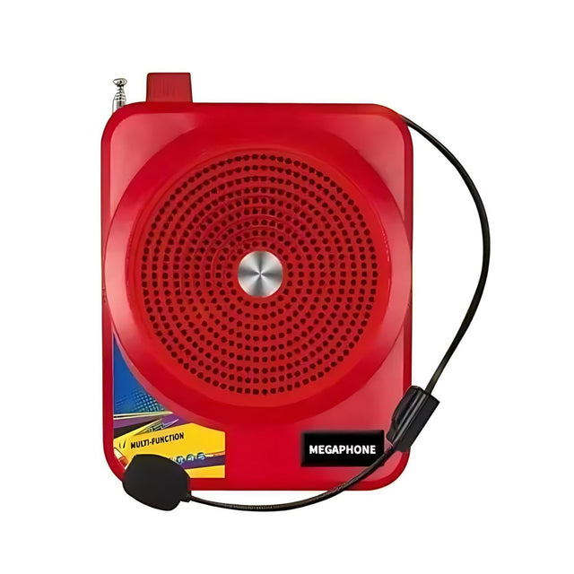 Parlante portátil rojo de 11 cm, sonido potente, micrófono integrado y diseño ergonómico. Ideal para fiestas y karaoke.-1-1-1