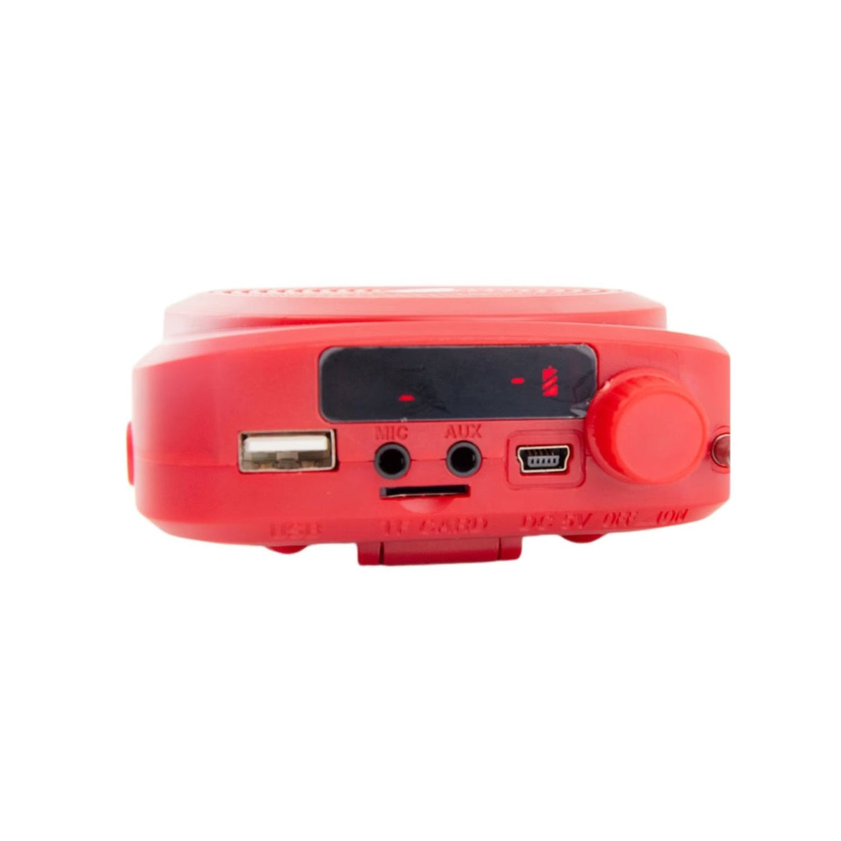 Parlante portátil rojo de 11 cm, sonido potente, micrófono integrado y diseño ergonómico. Ideal para fiestas y karaoke.-1-3-1