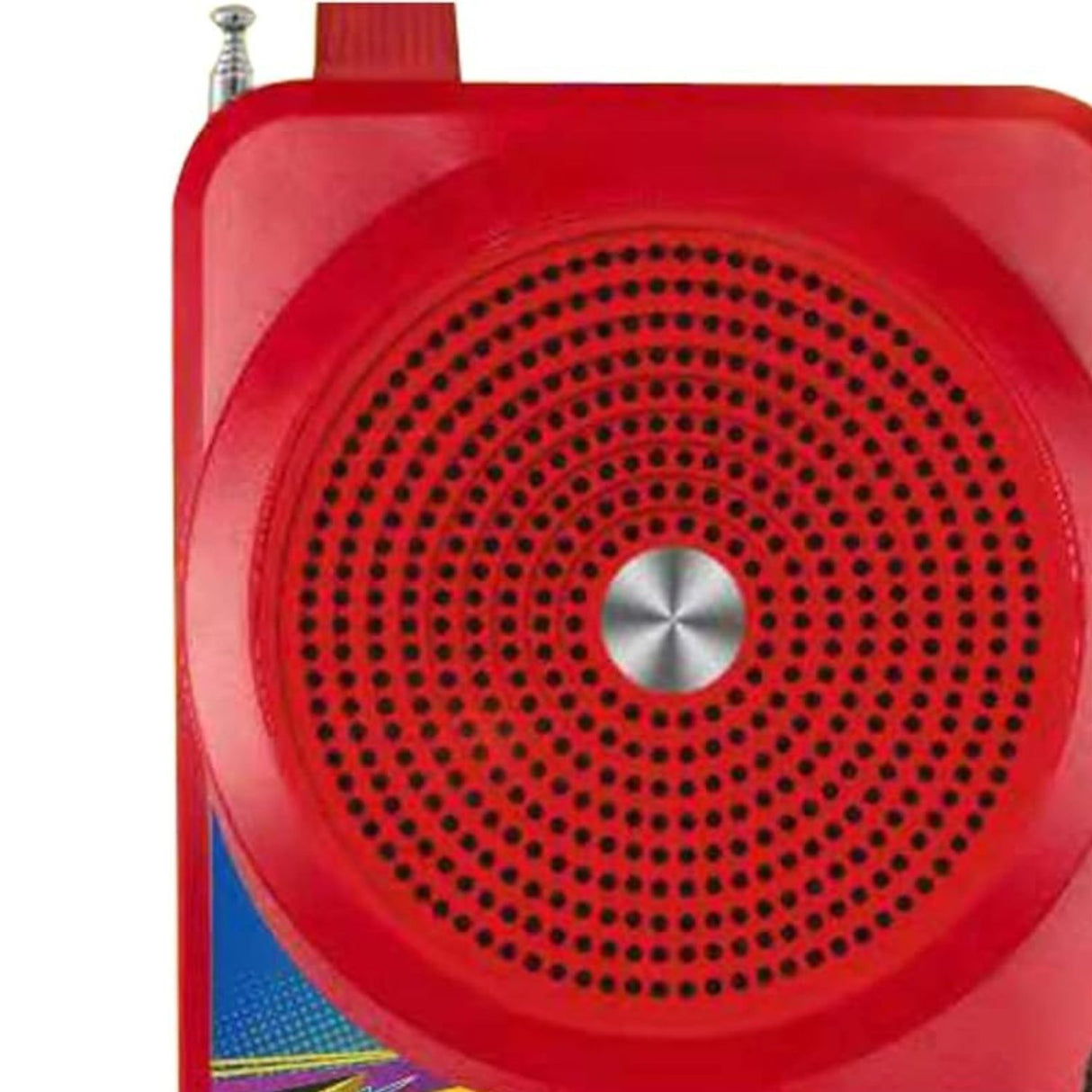 Parlante portátil rojo de 11 cm, sonido potente, micrófono integrado y diseño ergonómico. Ideal para fiestas y karaoke.-1-4-1