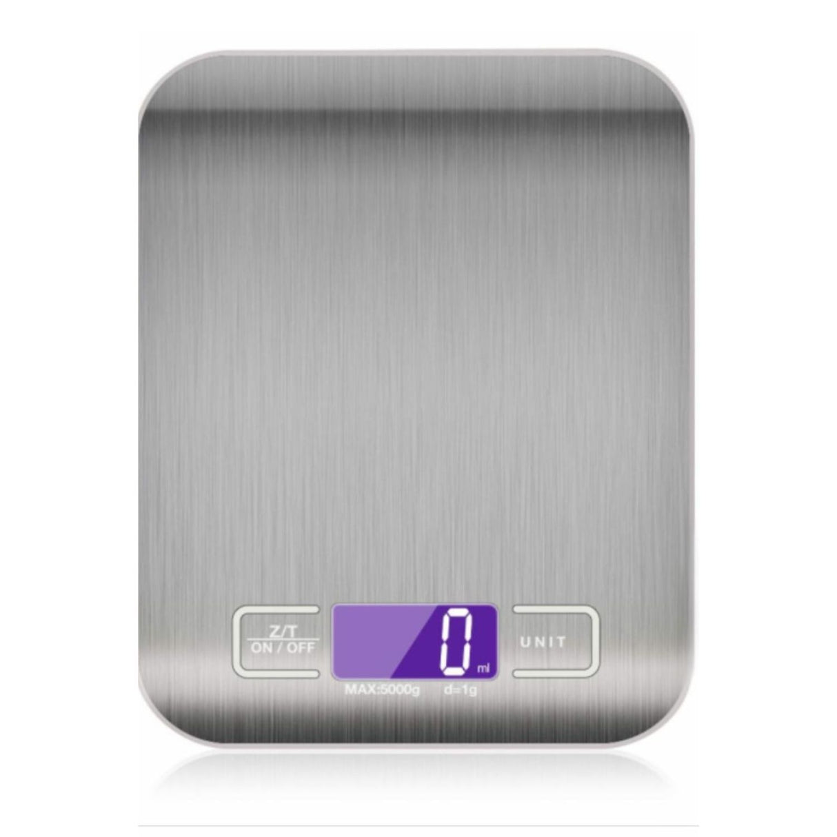 Balanza de cocina plateada de acero inoxidable, 18 cm, alta precisión, pantalla digital, ideal para pesar ingredientes secos y líquidos.-1-1-1