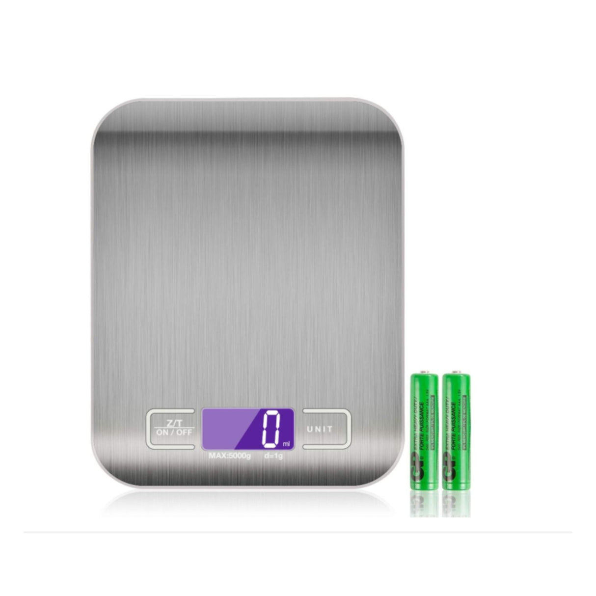 Balanza de cocina plateada de acero inoxidable, 18 cm, alta precisión, pantalla digital, ideal para pesar ingredientes secos y líquidos.-1-3-1