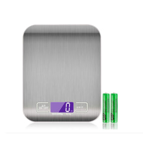 Balanza de cocina plateada de acero inoxidable, 18 cm, alta precisión, pantalla digital, ideal para pesar ingredientes secos y líquidos.-1-3-1