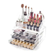Organizador rectangular transparente de plástico con 4 bandejas, ideal para clasificar artículos en oficina, cocina o baño.-1-1-1