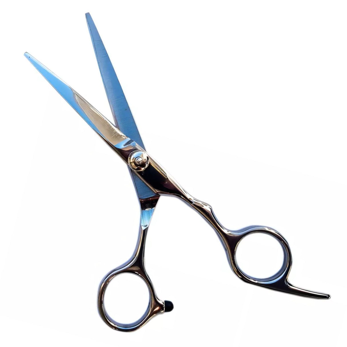 Tijeras rectas de peluquería de 17 cm, acero inoxidable pulido, mango metálico ergonómico, ideales para cortes precisos y duraderos.-1
