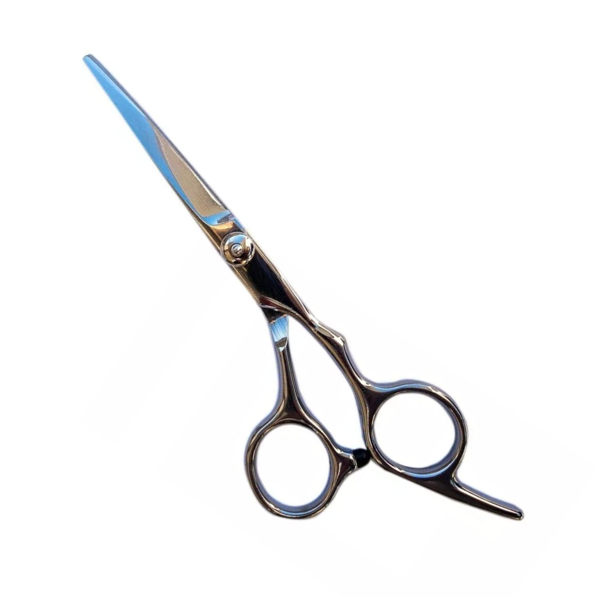 Tijeras rectas de peluquería de 17 cm, acero inoxidable pulido, mango metálico ergonómico, ideales para cortes precisos y duraderos.-2