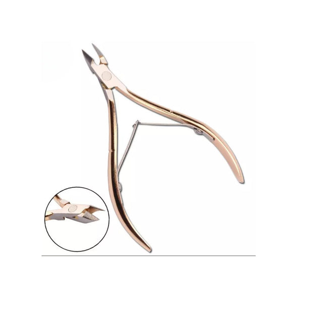 Cortador de cutícula dorado de 9 cm en acero inoxidable, ergonómico y preciso, ideal para manicura profesional y personal.-1-1-1