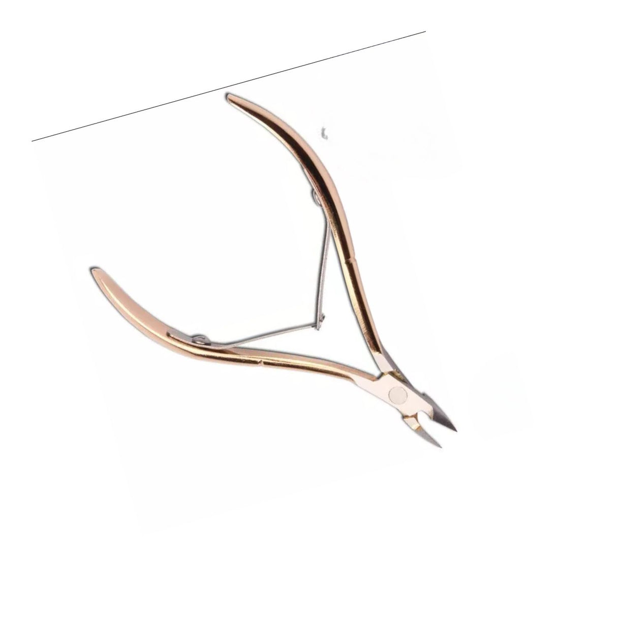 Cortador de cutícula dorado de 9 cm en acero inoxidable, ergonómico y preciso, ideal para manicura profesional y personal.-1-2-1