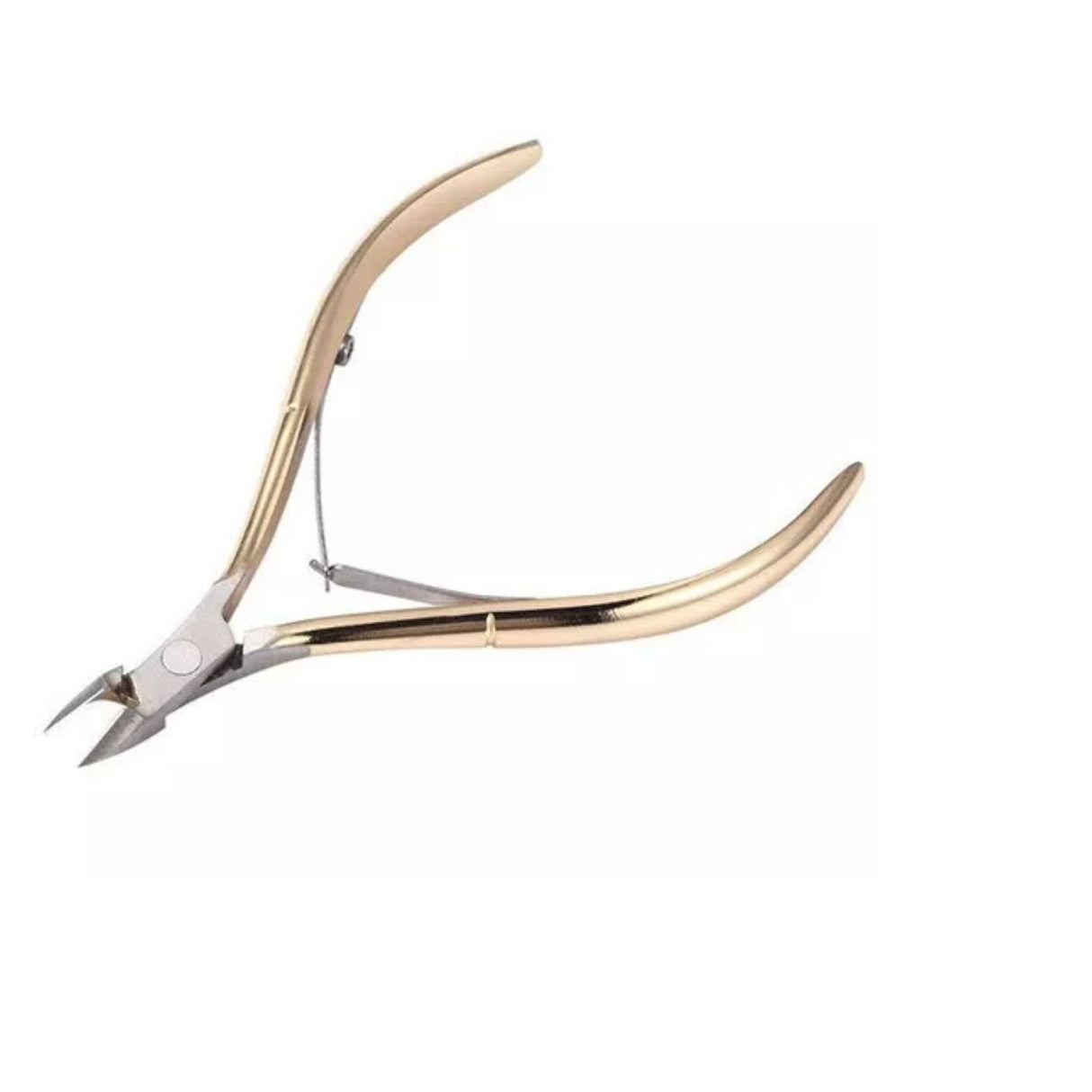 Cortador de cutícula dorado de 9 cm en acero inoxidable, ergonómico y preciso, ideal para manicura profesional y personal.-1-3-1