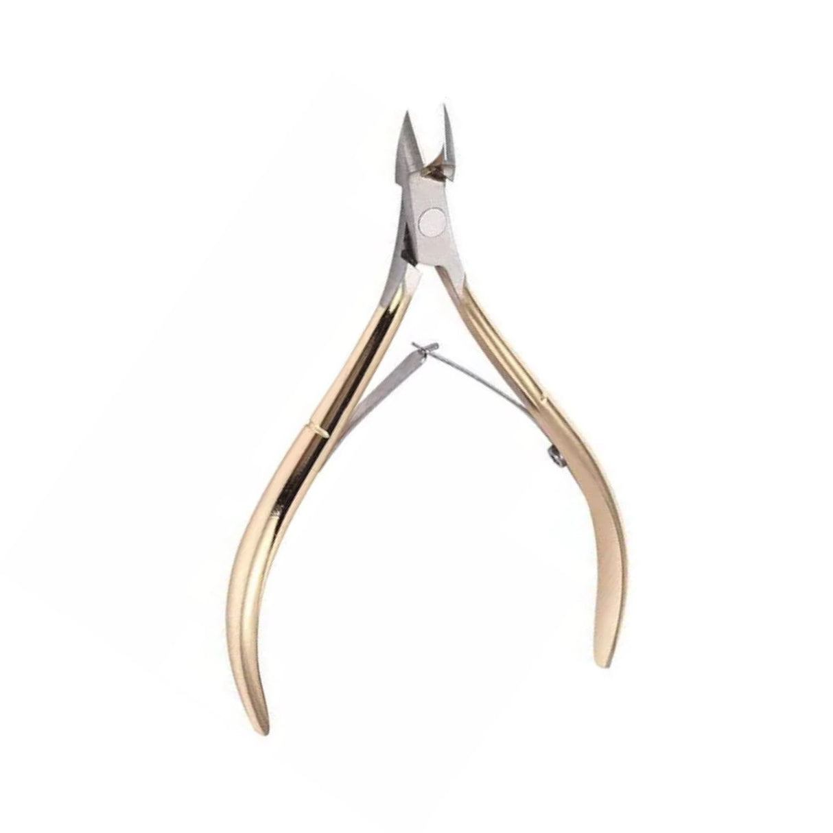 Cortador de cutícula dorado de 9 cm en acero inoxidable, ergonómico y preciso, ideal para manicura profesional y personal.-1-4-1