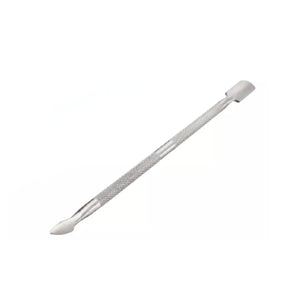 Varilla empuja cutícula de 12 cm en acero inoxidable gris, ergonómica y biselada, ideal para manicura profesional y cuidado de uñas.-1-1-1