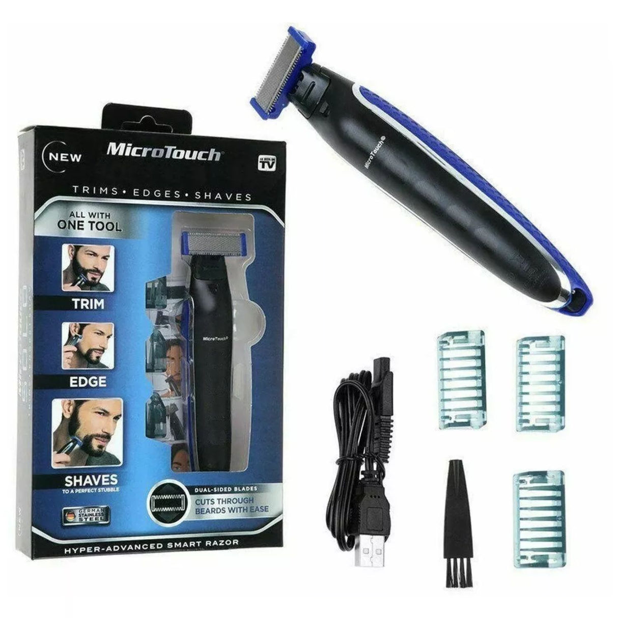 Afeitadora Doble Cara de 14 cm en negro, ergonómica y resistente, ideal para afeitado preciso en seco o con crema. Perfecta para viajes.-1-3-1