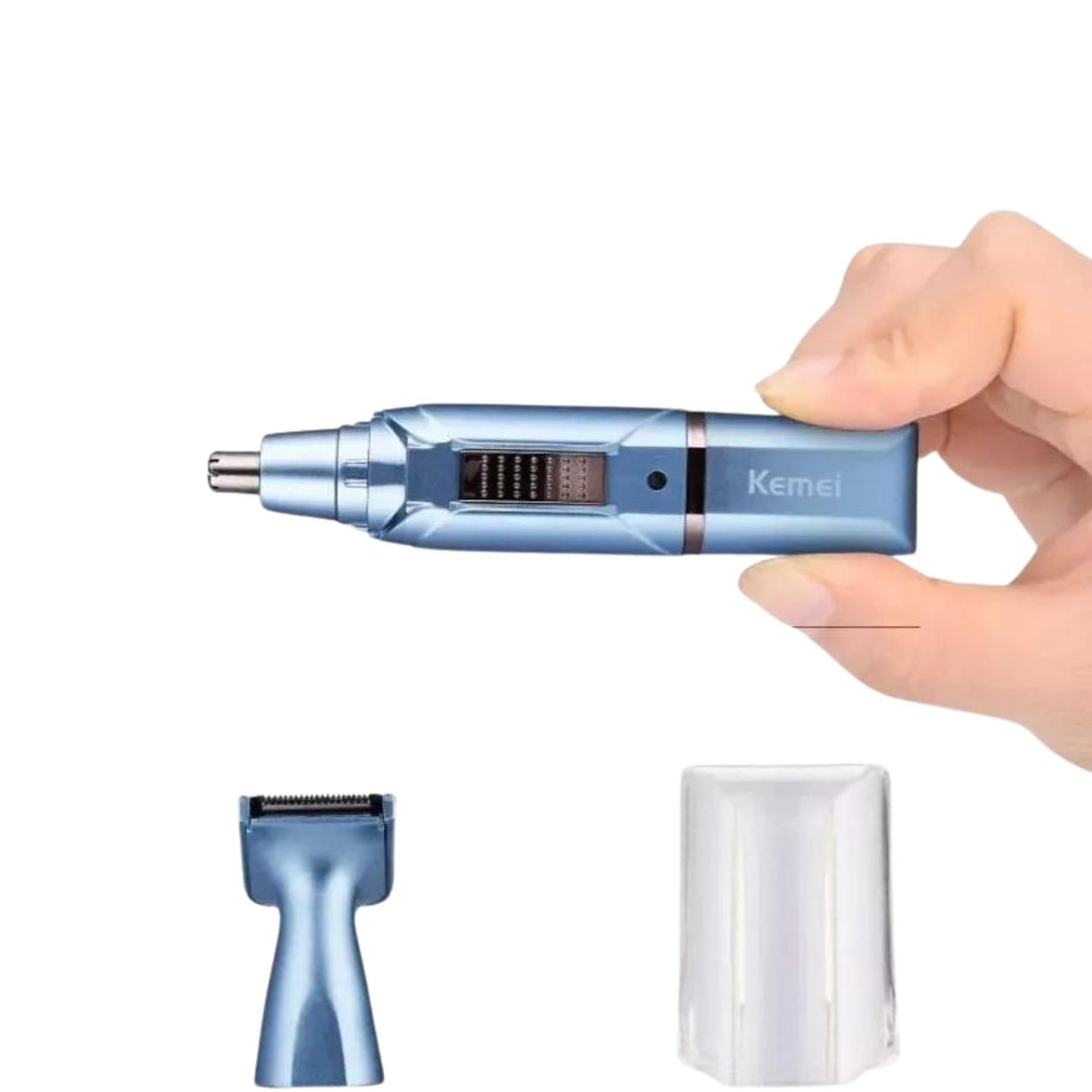 Afeitadora nasal HD-200 celeste, 13 cm, acero inoxidable, diseño compacto y ergonómico, ideal para cuidado personal sin irritaciones.-1-4-1