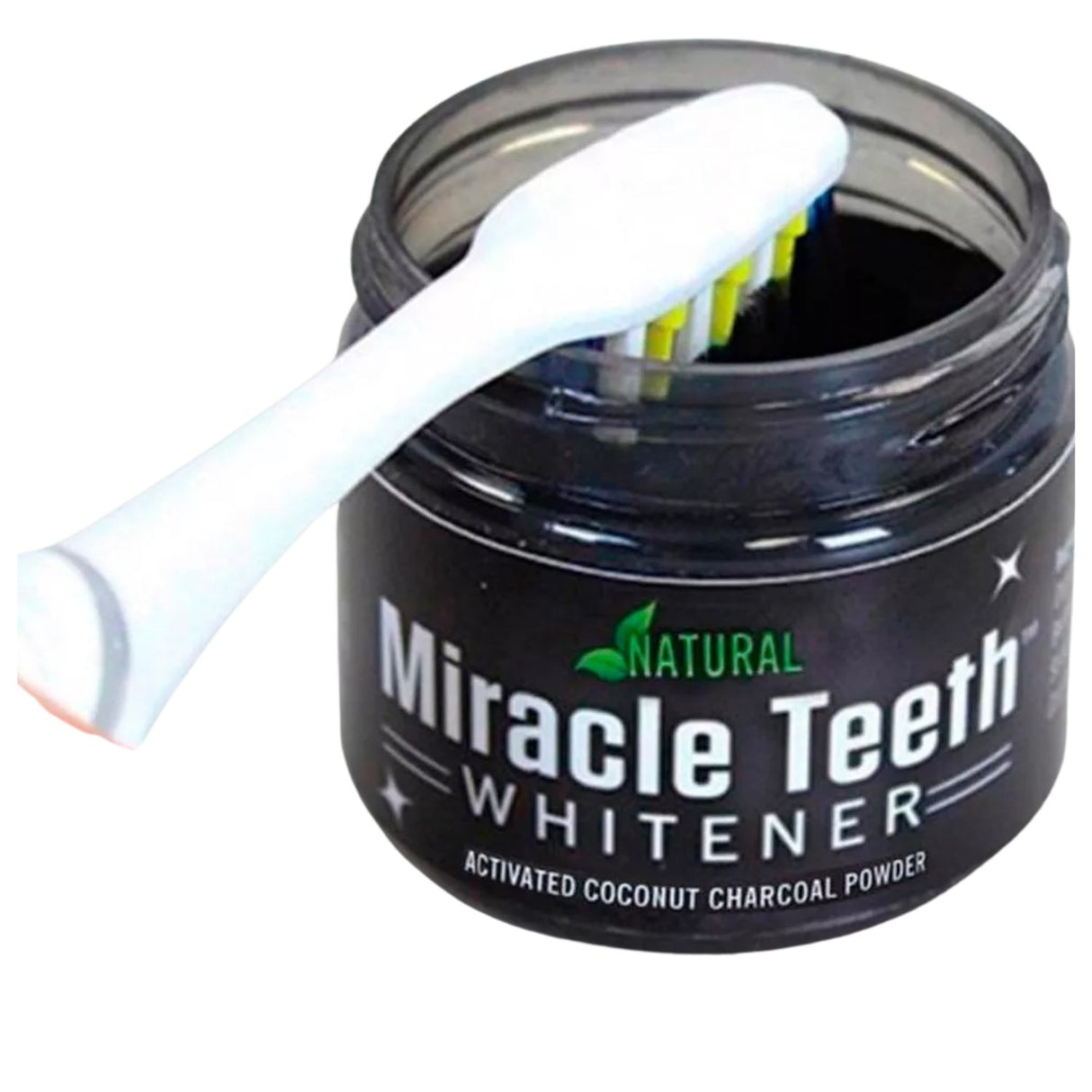 Polvo blanqueador de dientes negro con carbón activado, elimina manchas y refresca el aliento. Ideal para una sonrisa radiante.-1-3-1