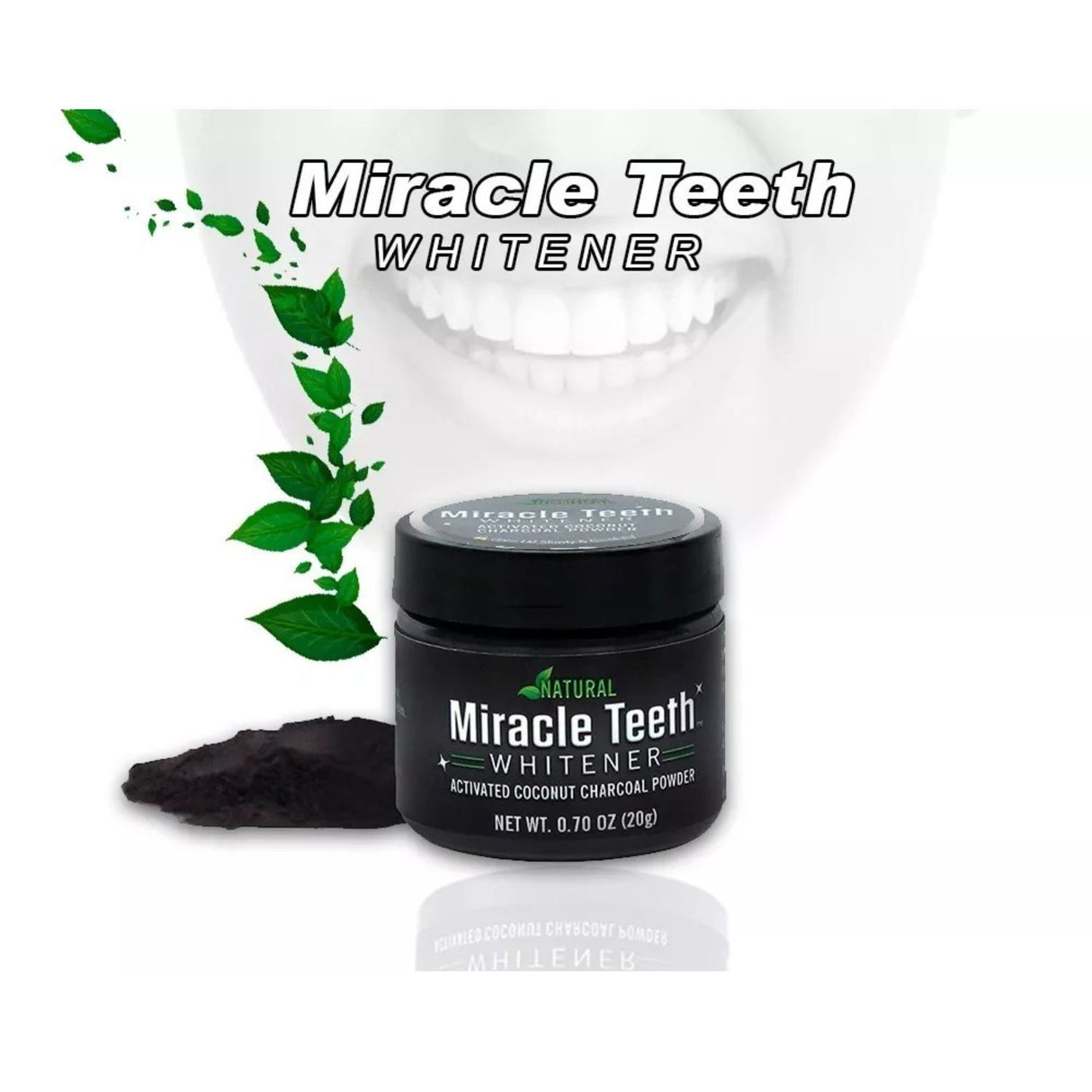 Polvo blanqueador de dientes negro con carbón activado, elimina manchas y refresca el aliento. Ideal para una sonrisa radiante.-1-4-1
