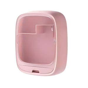 Comestiquero montable rosa de plástico resistente, con múltiples compartimentos para organizar cosméticos y accesorios en espacios pequeños.-1-4-1