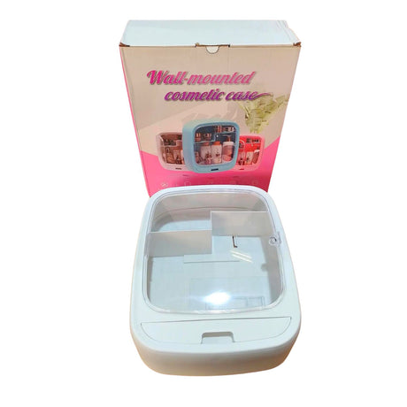 Comestiquero montable blanco de plástico resistente, ideal para organizar cosméticos y accesorios en baño o dormitorio.-1-2-1