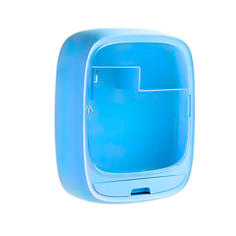 Comestiquero montable celeste de plástico, con múltiples compartimentos para organizar cosméticos y brochas. Ideal para espacios reducidos.-1-1-1